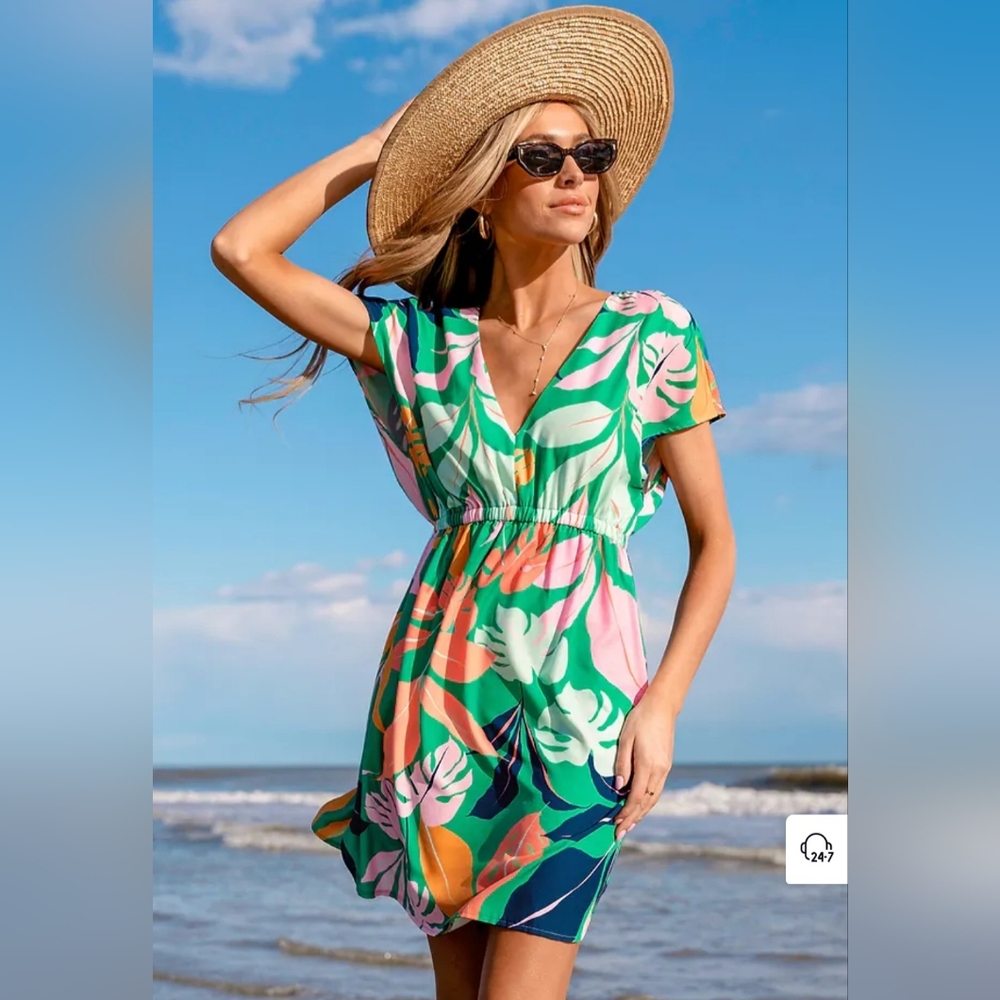 Cupshe Multicolor Tropical Print Dress